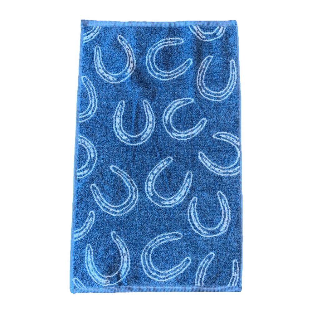 Wrangler Horseshoe Hand Towel Cowboy Blue White Western Horse Shoe NEW